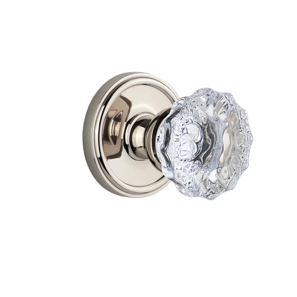 Grandeur by Nostalgic Warehouse GEOFON Single Dummy Knob Without Keyhole - Georgetown Rosette with Fontainebleau Knob in Polished Nickel